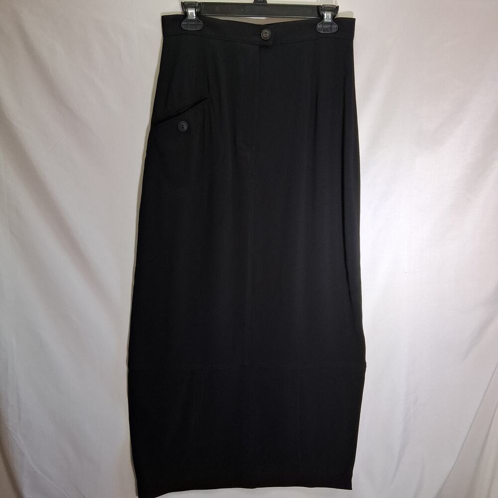 Ischiko High Waisted Long Maxi One Pocket Split in back Women Black Shirt Size40